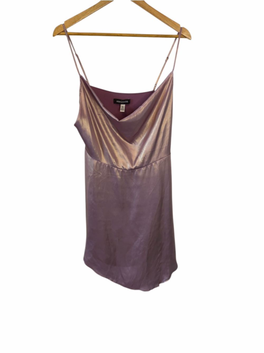 Urban Outfitters Mauve Satin Cowl Neck Mini Slip Dress Y2K Party Size XL - Picture 2 of 11